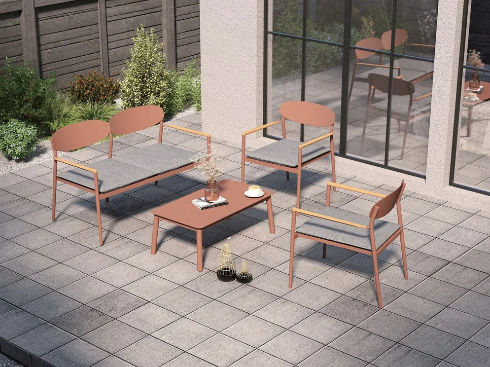 36 Conjunto de sofá 4 peças em alumínio, estrutura em tubo de alumínio 40 × 20 × 1,2 mm, tubo 25 × 25 × 1,2 mm e tubo... - LA-SS5015